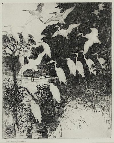 Frank W. Benson (1862-1951) Heron Roost