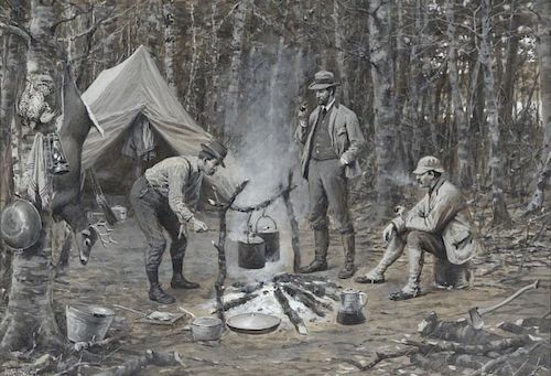 Arthur Burdett Frost (1851-1928) Supper in Camp