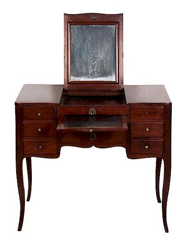 A Louis XV Style Walnut Poudreuse Height 28 1/2 x width 32 1/2 x depth 20 1/2 inches.