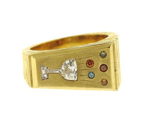 18k Gold Multi Color Diamond Ring