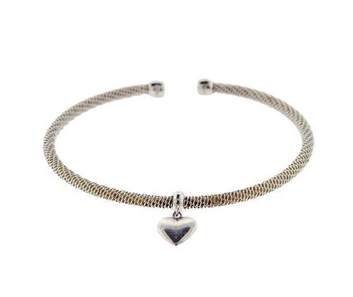 Tiffany &amp; Co Sterling Heart Charm Cuff Bracelet