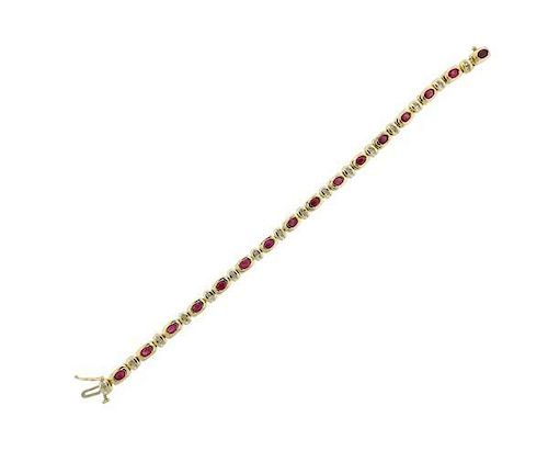 14k Gold Diamond Ruby Bracelet
