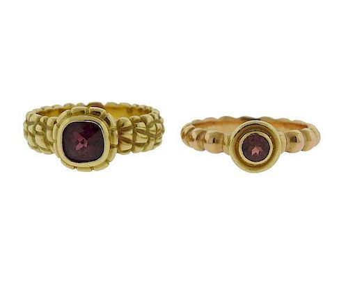 J. Bohan 18k Gold Gemstone Ring Set of 2