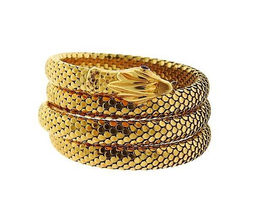 18k Gold Coil Snake Wrap Bracelet