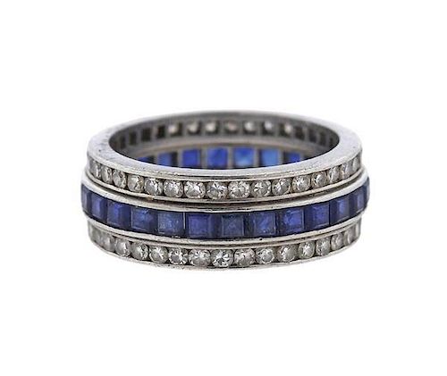 Cartier Platinum Diamond Sapphire Band Ring