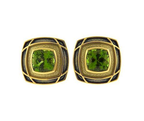 Leo De Vroomen 18k Gold Peridot Earrings