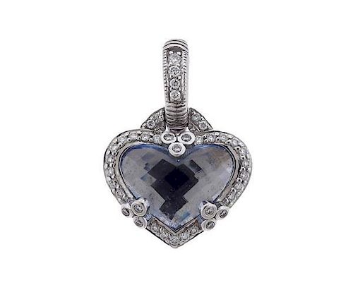 Judith Ripka 18k Gold Gemstone Diamond Heart Pendant