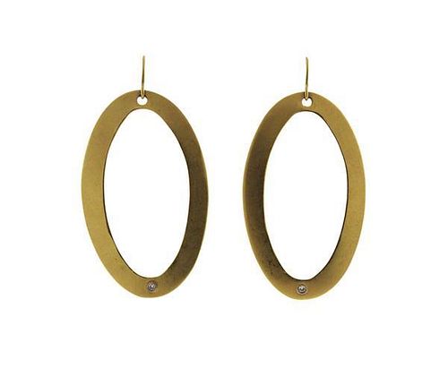 Stefan Blake 18K Gold Diamond Oval Earrings