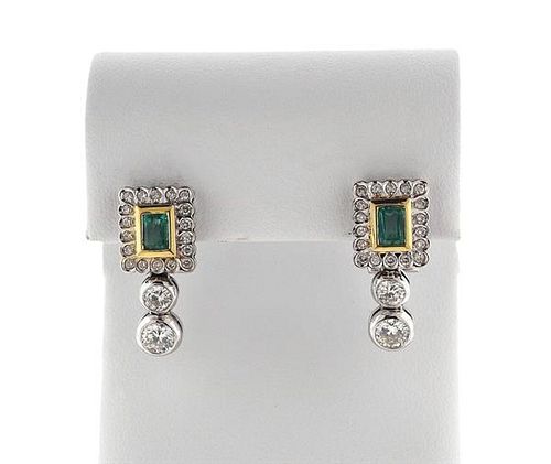 18K Gold Diamond Green Stone Earrings