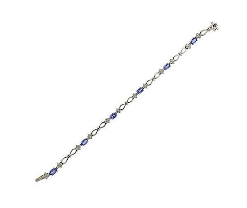 14K Gold Diamond Blue Stone Bracelet