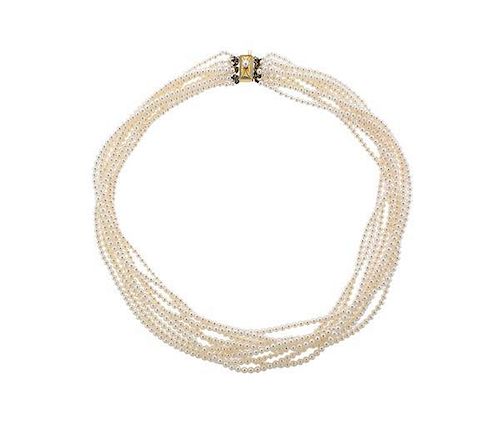 Mikimoto 14K Gold Pearl 9 Strand Necklace