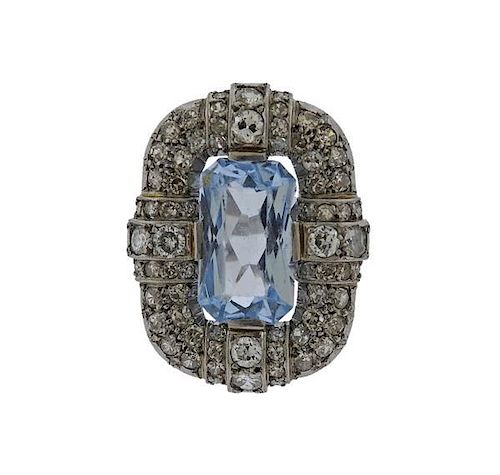 Platinum Diamond Blue Gemstone Ring