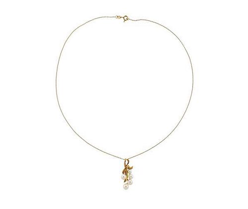 Mikimoto 14K Gold Pearl Pendant Necklace