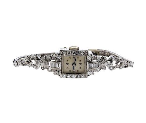 Art Deco 14k Gold Diamond Lady&#39;s Watch