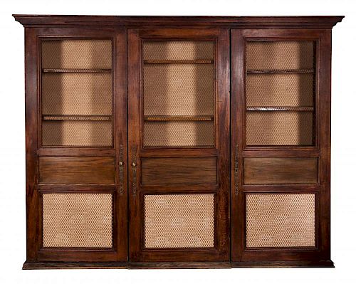 A Large French Provincial Oak Cabinet or Armoire Height 104 x width 134 x depth 23 inches.