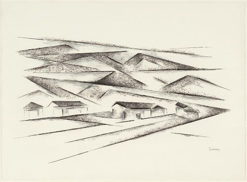 Houses and Mesas- Winter by Andrew Dasburg (1887-1979)