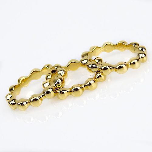 Chanel Set of Three (3) 18 Karat Yellow Gold Stacked Beaded Rings.