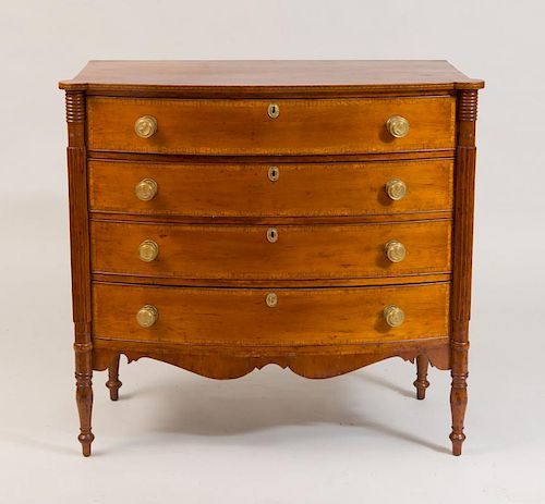 FEDERAL MAHOGANY BOW-FRONTED CHEST OF DRAWERS
