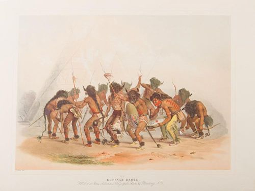 AFTER GEORGE CATLIN (1796-1872): BUFFALO DANCE (PLATE 8); BUFFALO HUNT, SURROUND (PLATE 9); BUFFALO HUNT, WHITE WOLVES ATTACK