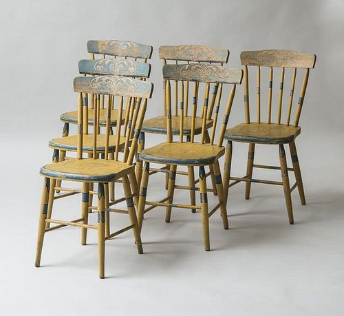 SET OF SIX AMERICAN PAINTED SIDE CHAIRS