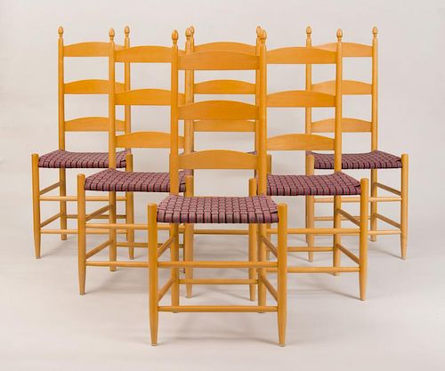 SET OF SIX MODERN SHAKER-STYLE CHAIRS, DESIGNED BY TIM RIEMAN