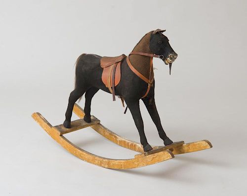 FABRIC AND LEATHER ROCKING HORSE