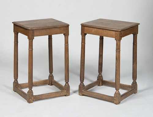 PAIR OF ENGLISH CARVED OAK END TABLES