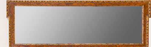 GEORGE II STYLE BURL WALNUT AND PARCEL-GILT OVERMANTLE MIRROR