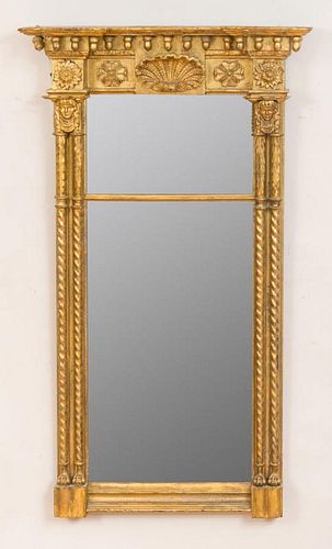 FEDERAL CARVED GILTWOOD TWO-PLATE PIER MIRROR