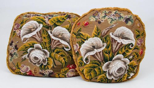 PAIR OF ENGLISH BEAD AND NEEDLEWORK PILLOWS