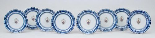 SET OF EIGHT CHINESE EXPORT PORCELAIN ARMORIAL PLATES