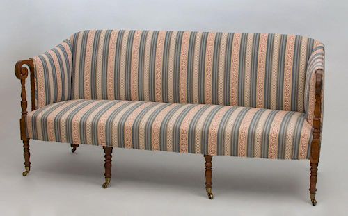 FEDERAL STYLE CARVED MAHOGANY UPHOLSTERED SOFA
