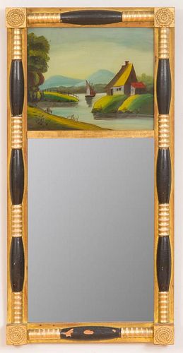 AMERICAN GILTWOOD AND REVERSE-PAINTED GLASS PIER MIRROR