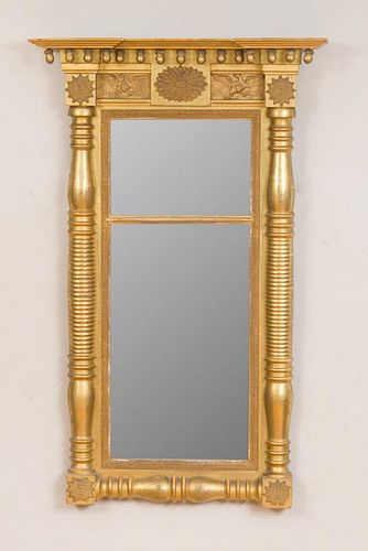 FEDERAL CARVED GILTWOOD TWO-PLATE PIER MIRROR