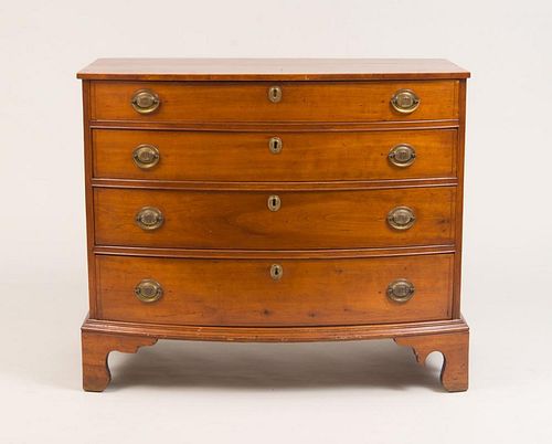 FEDERAL CHERRY DIMINUTIVE BOW-FRONTED CHEST OF DRAWERS, CONNECTICUT