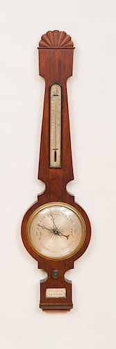 AMERICAN ROSEWOOD WHEEL BAROMETER, SIGNED 'L.A. SMITH, NEW YORK'