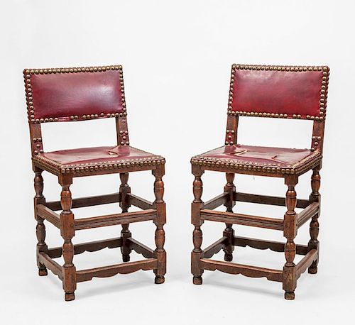 PAIR OF WILLIAM AND MARY CARVED WALNUT SIDE CHAIRS
