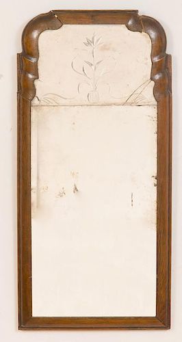 QUEEN ANNE STYLE STAINED WOOD MIRROR