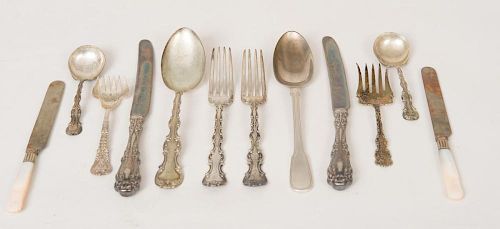MISCELLANEOUS GROUP OF AMERICAN SILVER FLATWARE
