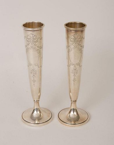 PAIR OF GORHAM WEIGHTED SILVER BUD VASES