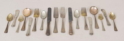 AMERICAN MONOGRAMMED SILVER ONE HUNDRED THIRTY TWO-PIECE FLATWARE SERVICE