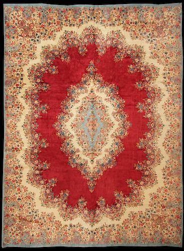 Antique Persian Kerman Lavar Rug Size:  10.3 x 13.9