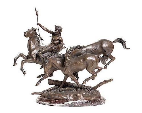 A Bronze Figural Group Height of bronze 20 1/2 inches.