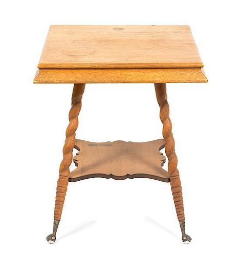 A Victorian Oak Side Table Height 29 x width 24 1/2 x depth 24 1/2 inches.