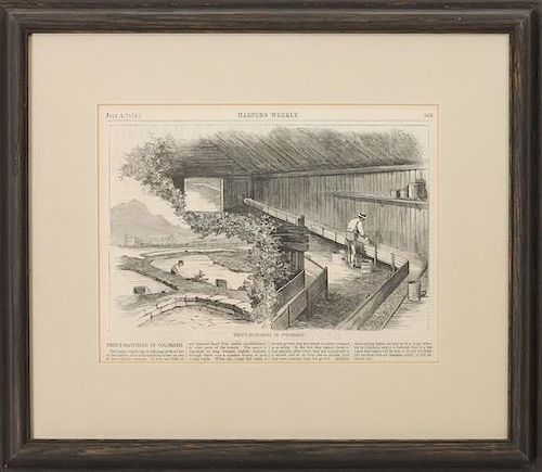 Two Framed Harper's Weekly Prints Height 7 1/2 x width 9 1/2 inches.