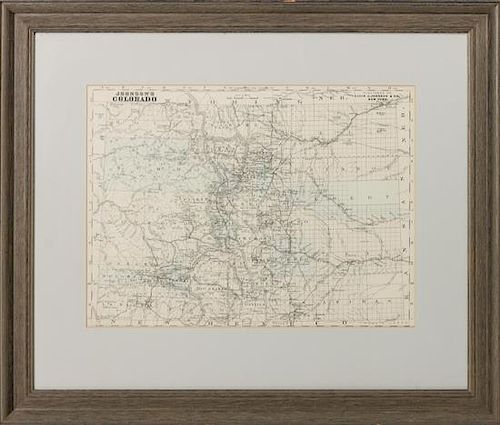 Two Decorative Maps of Colorado Height of larger 11 3/4 x width 16 inches.
