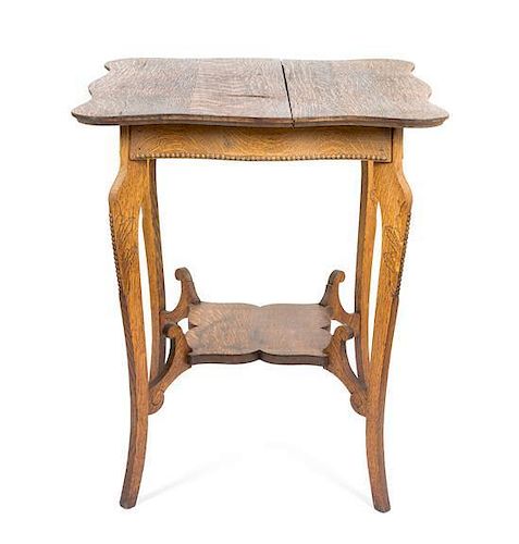 A Victorian Style Oak Side Table Height 29 1/2 x width 25 3/4 x depth 25 3/4 inches.