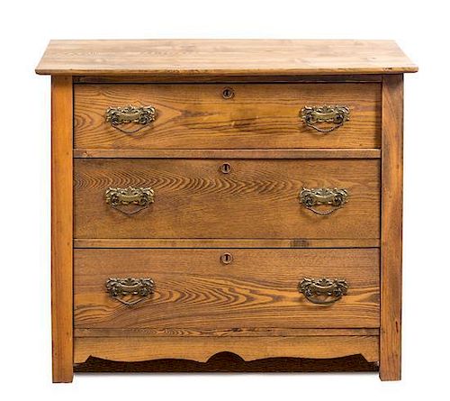An American Oak Chest of Drawers Height 31 x width 37 x depth 17 inches.