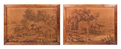 Two Needlepoint Panels Height 24 1/4 x width 36 inches.