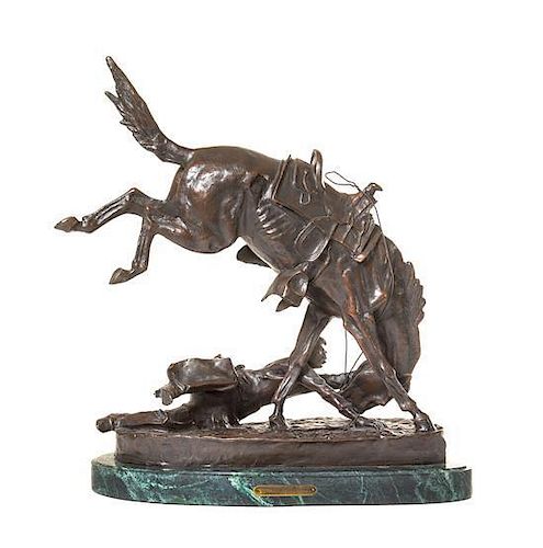 An American Bronze Figural Group Height of bronze 19 3/4 inches.
